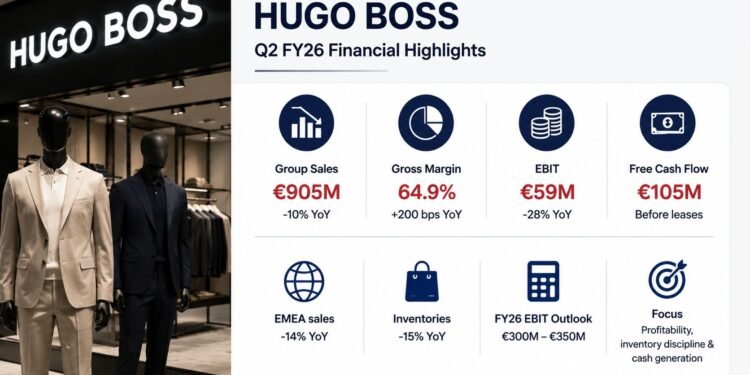 Germany's Hugo Boss' Q2 sales fall 10%; gross margin strengthens Germany's Hugo Boss' Q2 sales fall 10%; gross margin strengthens